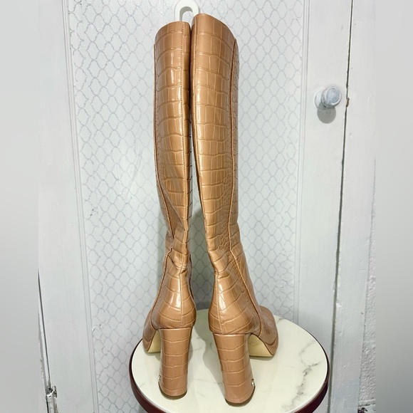 Circus by Sam Edelman Tan Croc-Embossed Heeled Boots - Picture 7 of 9